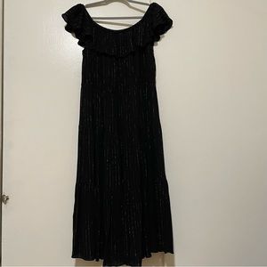 MICHAEL KORS Dress Black Metallic Midi Size Large